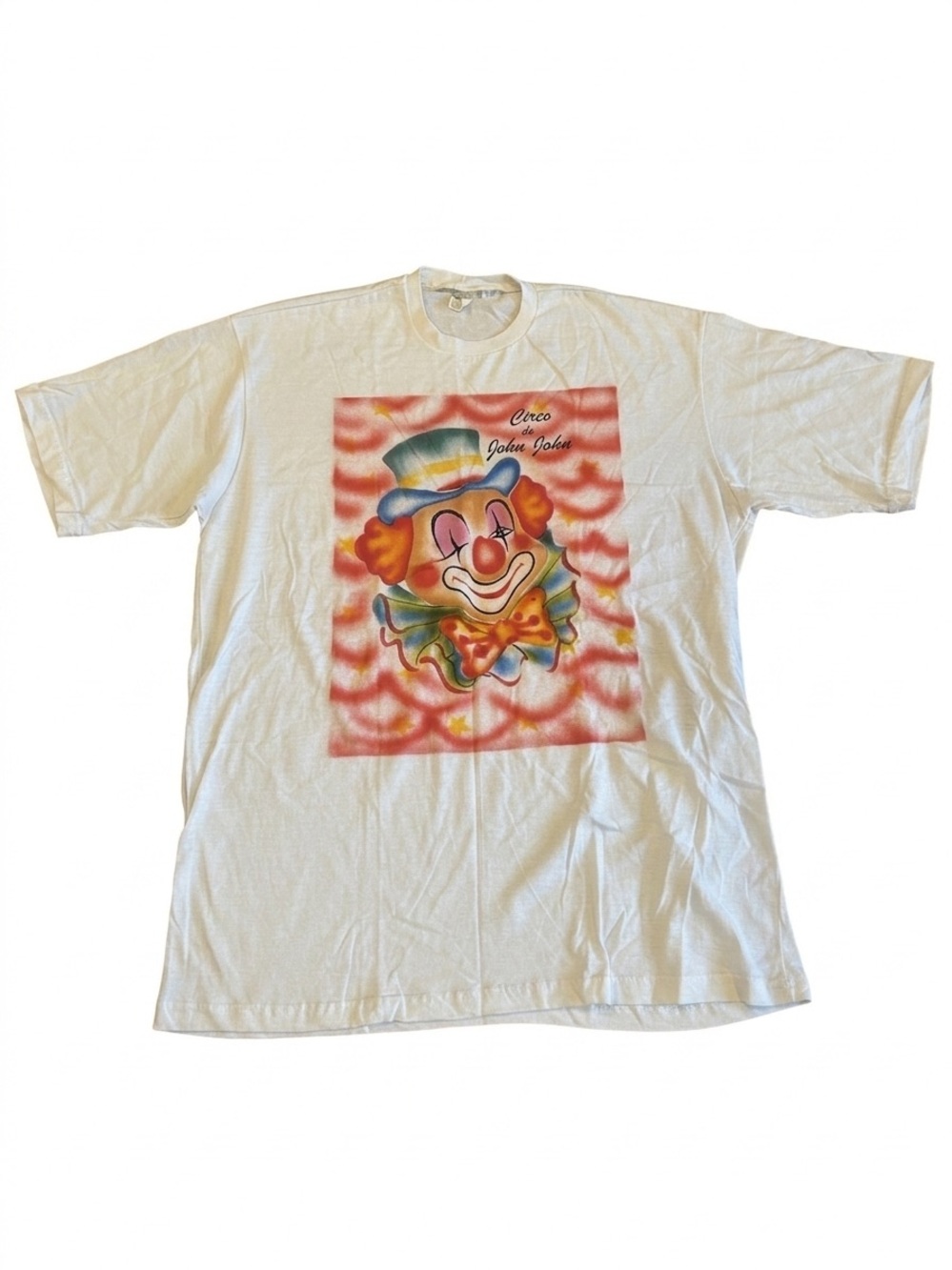 Vintage Circo do John John Clown Graphic T-Shirt White Men's Size XL Brazil